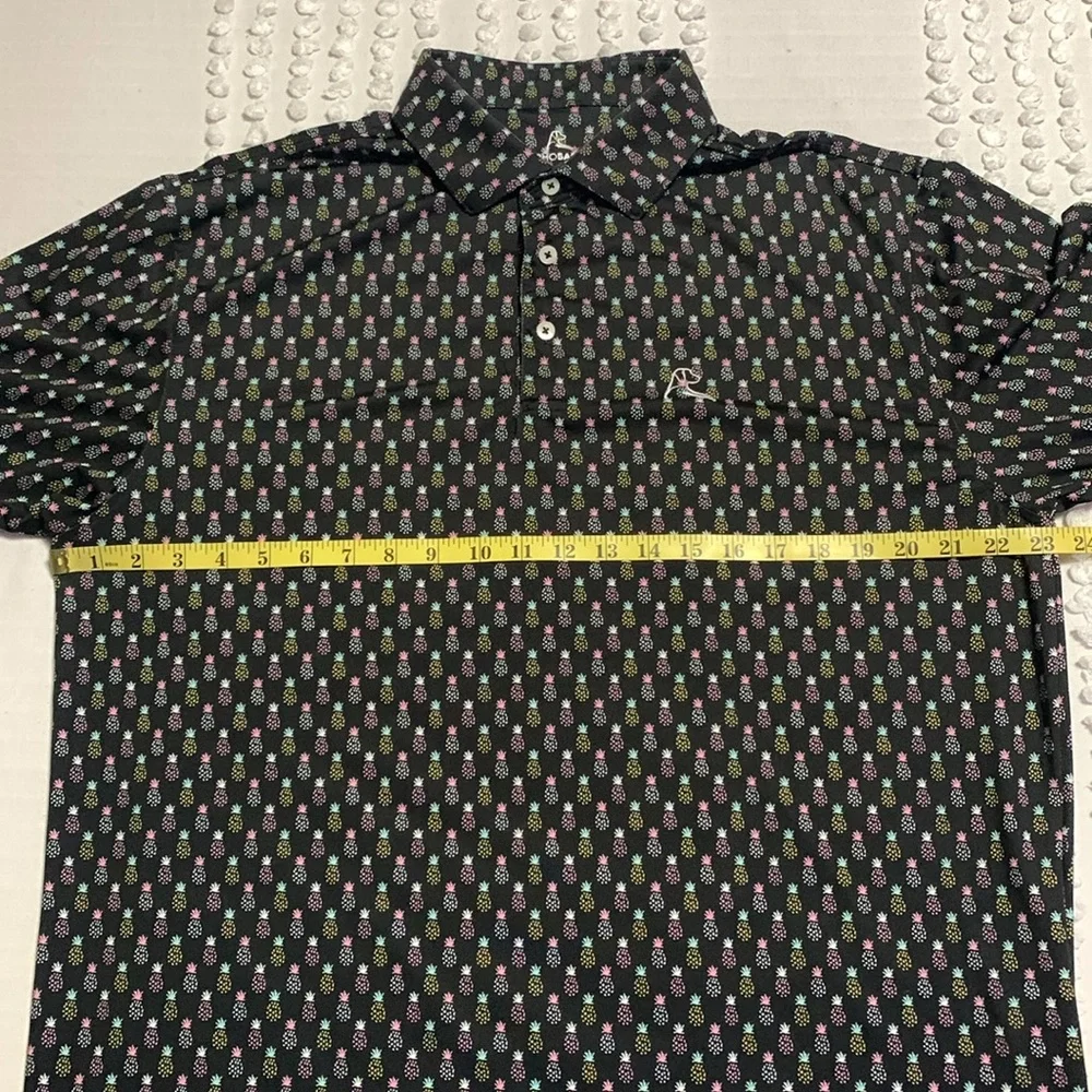 Rhoback The Pineapple Men’s Short Sleeve Performance Polo Classic Black Large - Picture 9 of 12